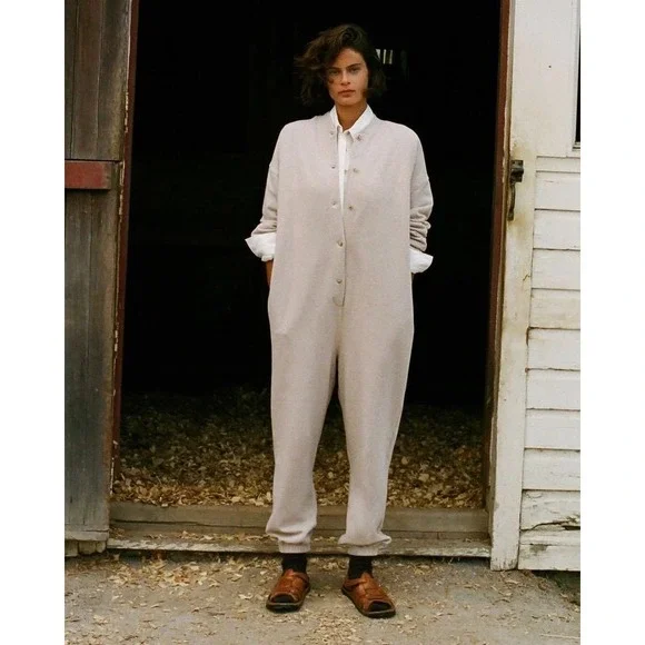 Mara Hoffman Sabina Oatmeal Jumpsuit Button Front sweatshirt Lagenlook NEW Sz 3X - Picture 3 of 7